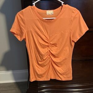 Nation LA Orange Ruched Short Sleeve Tee